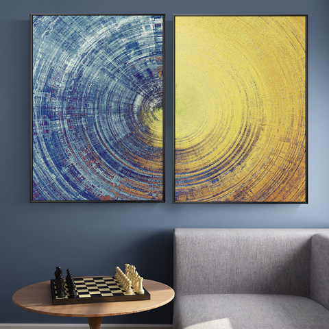 Abstract Blue And Yellow Circles Pattern Canvas Painting Modern Posters And Prints Wall Art Pictures For Living Room Home Decor ► Photo 1/3