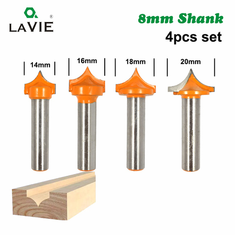 4pcs 8mm Shank Solid Carbide Round Point Cut Round Nose Bits Shaker Cutters Tools Woodworking Milling Cutter for Wood MC02044 ► Photo 1/3