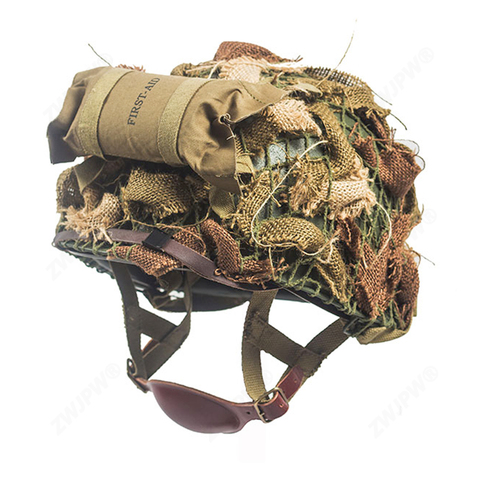 WW2 US ARMY ALRBORNE M1C HELMET WITH AIRBORNE TROOPS AND CAMOUFLAGE NET ► Photo 1/5