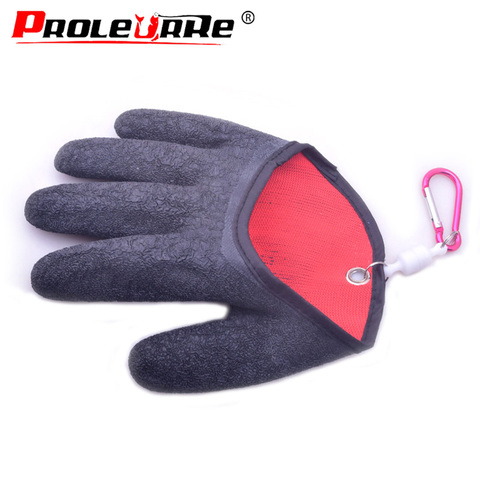 Proleurre Fishing PE non-slip material Hands Fishing Gloves for Handing Fish Safety with Magnet Release Fishing tool ► Photo 1/6
