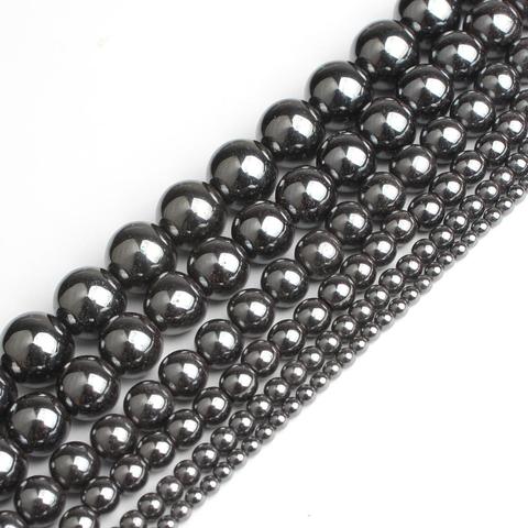 wholesale Natural Stone Black Hematite Round Beads 2 3 4 6 8 10 12MM 16