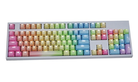NPKC Rainbow Gradient Keycaps PBT Double-shot Top Shine-through OEM Profile Fit Cherry MX Switches of Mechanical Keyboards ► Photo 1/1