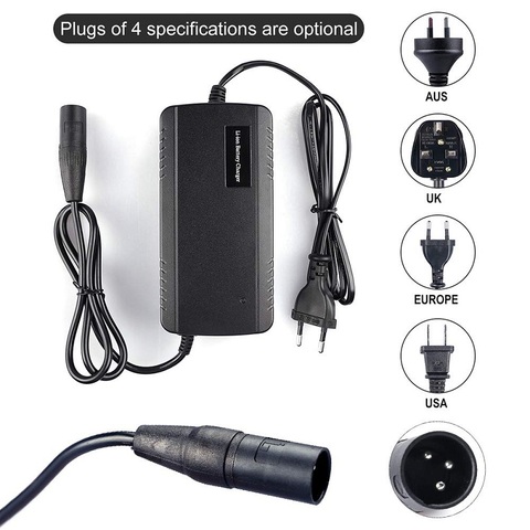 54V / 42V Microphone Plug 110V-240V Li-ion Electric Bicycle Battery Charger AU EU US UK Output E Bike Charger ► Photo 1/6