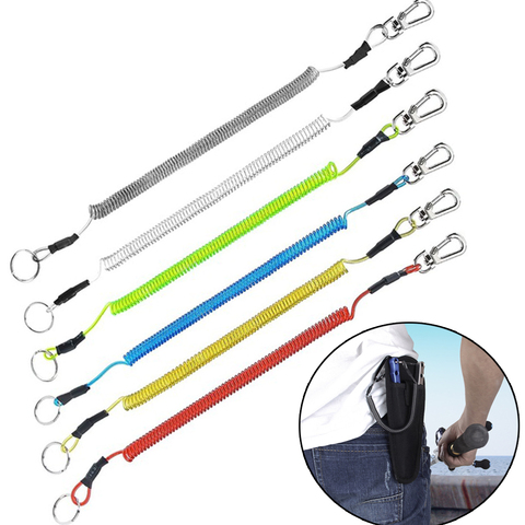 Portable Max Stretch Lanyards Plastic Retractable Tether Spring Elastic Rope TPU Coiled Anti-Lost Keychain Fishing Accessories ► Photo 1/6