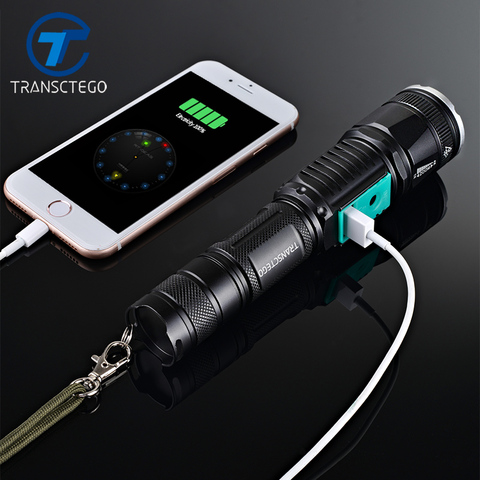 military police use flashlight waterproof T6 long range rechargeable LED light riding hunting torch tactical flashlight 18650 ► Photo 1/6