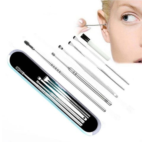 6Pcs/set Ear Wax Remover Ear Cleaner Set Stainless Steel Ear Wax Removal  Tool