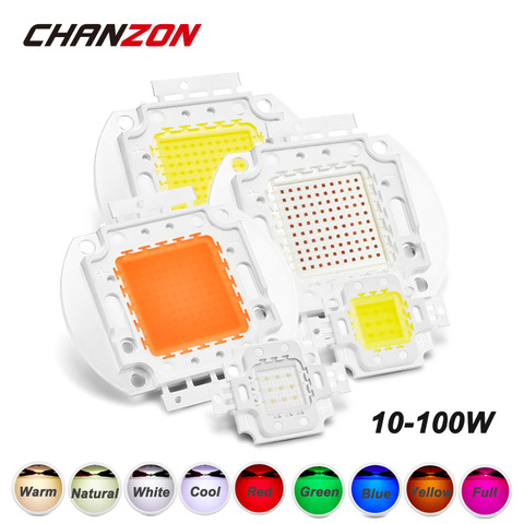 CHANZON 1pc High Power LED Chip 10W 20W 30W 50W 100W Warm Natural Cold White Red Green Blue Yellow RGB 440NM 660NM Full Spectrum ► Photo 1/6