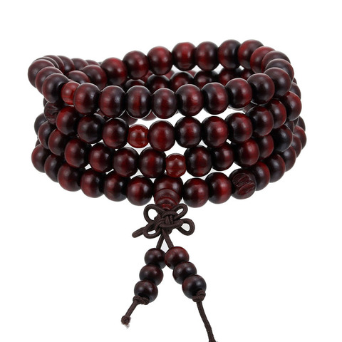 1Pcs 8mm Natural Sandalwood Buddhist Buddha Meditation Wood Prayer Bead Mala Bracelet Bangles Women Men Jewelry 108 Beads Bijoux ► Photo 1/6