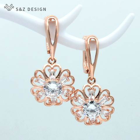 S&Z New Korean Style Flower Cubic Zircon Earrings For Women Fashion Spring Accessories Elegant Sweet Jewelry ► Photo 1/5