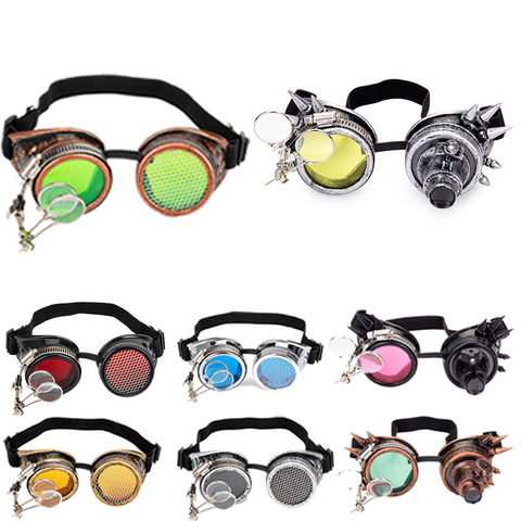 LELINTA Steampunk Goggles Cosplay Vintage Victorian Rivet Glasses Welding Gothic Kaleidoscope Colorful Retro Goggles ► Photo 1/6
