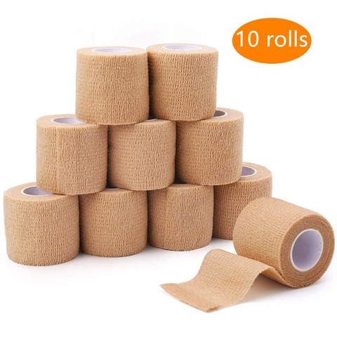 10 Rolls 5cm Width Family Use Elastoplast Self-Adhesive Cohesive Wrap Bandage Waterproof Flexible Sport Stretch Tape ► Photo 1/6