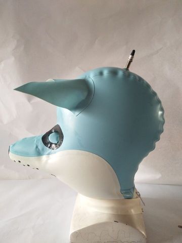 Latex Rubber Fashion Fox inflatable mask Hood Double layer Size XXS~XXL ► Photo 1/1