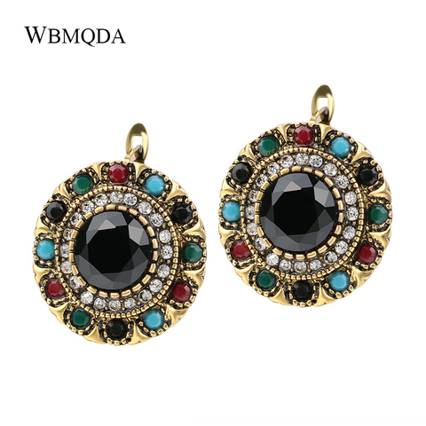 Vintage Jewelry Bohemian Style Crystal Earrings For Women Gold Colorful Resin Stud Earings Trending Products 2022 Wholesale ► Photo 1/6