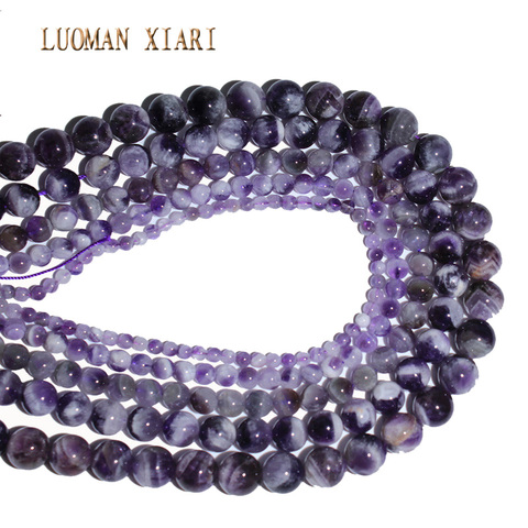 Wholesale Natural Dreamlike Amethysts Crystal Beads Natural  Stone  Beads For Jewelry Making Diy Necklace 4/ 6/ 8/ 10/12mm 15