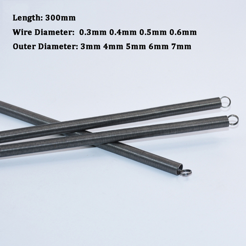 3Pcs 300mm Sping Steel Dual Hook Long Expansion Tension Spring Hardware Accessories Wire Dia 0.3-0.6mm Outer Dia 3-7mm ► Photo 1/5