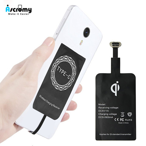 Ascromy Type C QI Wireless Charger Receiver For Xiaomi Pocophone F1 Huawei P20 Pro Oneplus 6T One plus 6 5T USB C Phone Charging ► Photo 1/6
