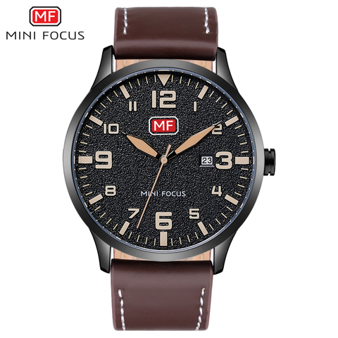 MINI FOCUS Luxury Brand Men's Wristwatch Quartz Wrist Watch Men Waterproof Brown Leather Strap Fashion Watches Relogio Masculino ► Photo 1/6