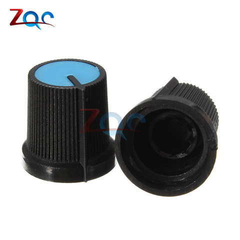 10PCS Black Knob Blue Face Plastic for Rotary Taper Potentiometer Cap hat Hole 6mm ► Photo 1/6