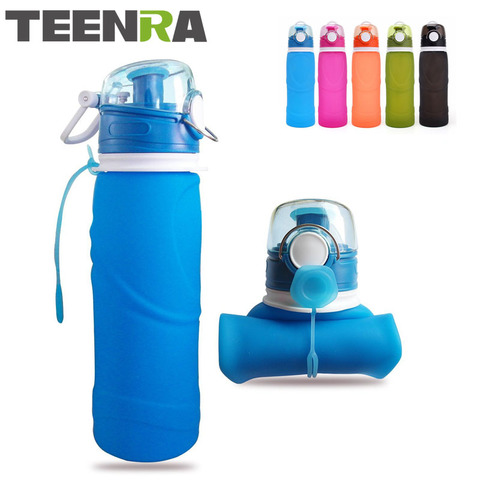 TEENRA 750ML Collapsible Silicone Water Bottle Silicone Folding Kettle Outdoor Sport Water Bottle Camping Travel Running Bottle ► Photo 1/6