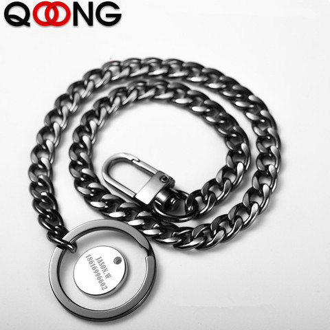 Long Metal Wallet Belt Chain Rock Punk Trousers Hipster Pant Jean Keychain  Silver Ring Clip Keyring Men's HipHop Jewelry