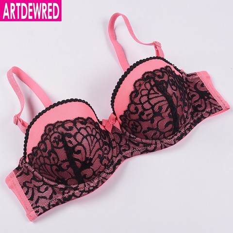ARTDEWRED Floral Lace Bras For Women Pink Bow Brassiere Plus Size Bralette 30 32 34 36 38 40 B C Cup Sexy Lingerie ► Photo 1/4