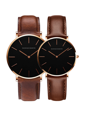 2pcs/ set Japan Movement Leather Strap Casual Fashion Women Top Brand Luxury Waterproof For Couple Watches relogio feminino ► Photo 1/6