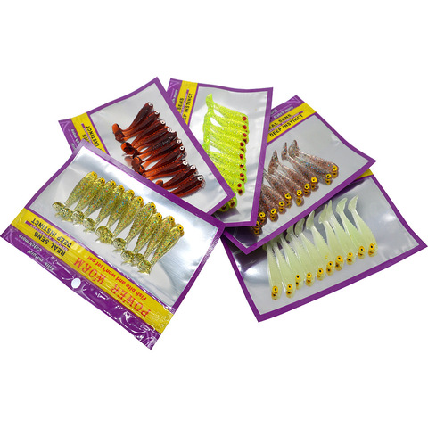 Small Fish Soft Bait 5cm Artificial Lures with Fish Smell Green Purple Glow in Dark Worm 10 Pieces/Bag ► Photo 1/6