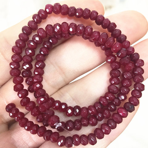 Wholesale Red Rubies 2x4mm Natural Stone Abacus Faceted Chalcedony Loose Beads For DIY Jewelry Making Jades Findings 14inch A148 ► Photo 1/6