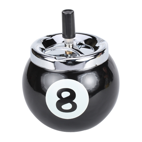Novelty Home Car Metal Push Button Pool Billiard Ball Shape  Ashtray Holder ► Photo 1/6