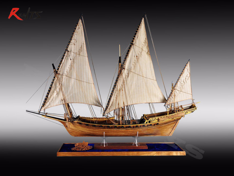 RealTS Classic wooden sailing boat wood scale ship LE REQUIN wood ship model kit 1/48 SHARK whole rib assembly model building ► Photo 1/6
