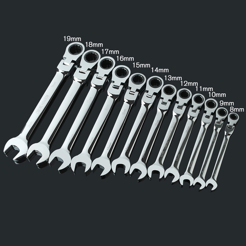 6/32mm Metric Ratcheting Wrench Set 72-Tooth  Flexible End Open Repair Hand Tool 