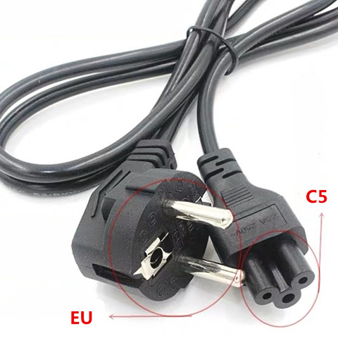 EU European AC Power Cord Euro IEC C5 Power Extension Cable 1.2m 1.5m Power Cable For Notebook Laptop PC Computer Monitor ► Photo 1/2