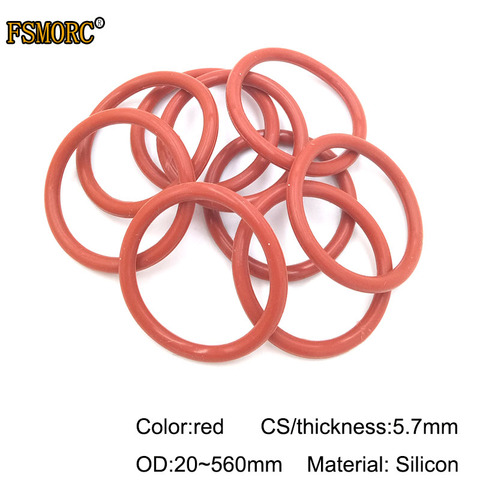 RED silicon o-rings OD20mm~560mm*5.7mm Thickness Food Grade Seals no poison Heat Resistance O Ring Seals Gaskets ► Photo 1/3