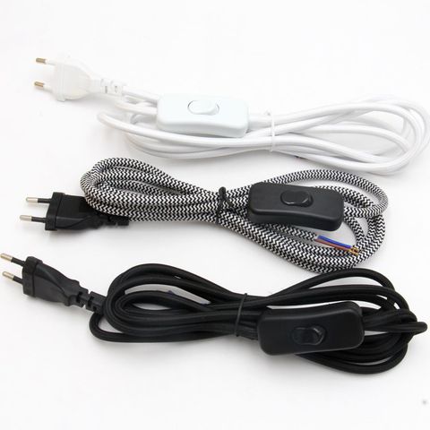 2m Europe Plug Power Cord With Switch Textile Cloth Covered AC 220V EU Plug Power Wire ► Photo 1/6
