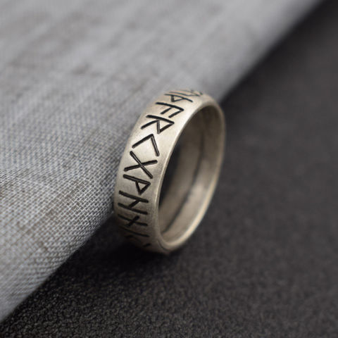 Viking Rune Ring with Elder Futhark Runes Norse Ring Scandinavian Jewelry SanLan ► Photo 1/6