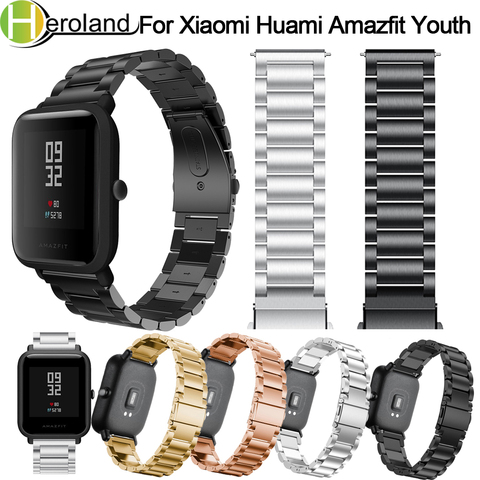 Strap for Xiaomi Huami Amazfit Bip Youth Smart Watch 20mm Bracelet Wrist Band for Huami Bip BIT Lite Strap Metal Stainless Steel ► Photo 1/6