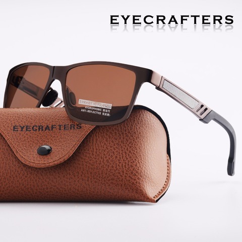 Eyecrafters Brown Designer Men's Aluminum Polarized Sunglasses Mens Driving Mirrored Sun Glasses Retro Vintage Square Eyewear ► Photo 1/6