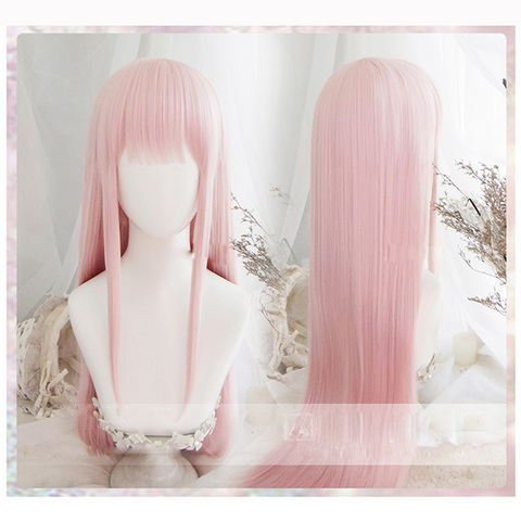 Anime DARLING in the FRANXX 02 Cosplay Wigs Zero Two Wigs 100cm Long Pink Synthetic Hair Perucas Cosplay Wig + Wig Cap+Hairclip ► Photo 1/5