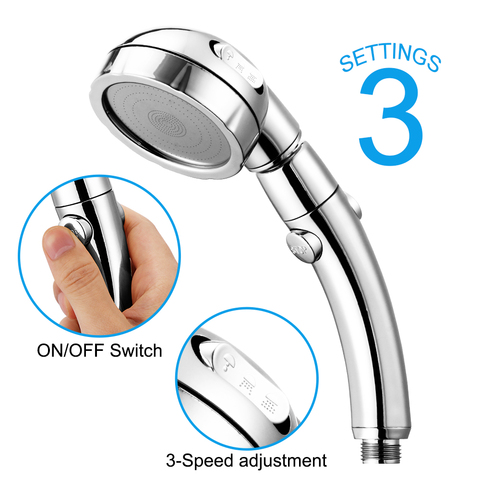 360 Degrees Rotating Adjustable Water Saving Shower Head 3Mode Shower Water Pressure With Water Control Button bathroom set ► Photo 1/6