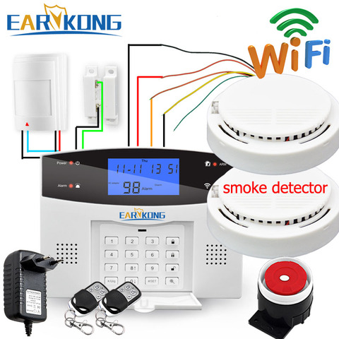 Wired & Wireless 433MHz, Wifi PSTN GSM Home Burglar Security Alarm System Smart Home Relay Output APP Russian Spanish 7 language ► Photo 1/6