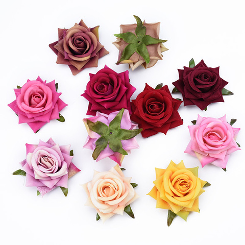 5/10 Pieces Flannel roses silk flowers wall artificial plants for home wedding decoration diy bride a cap ornamental flowerpot ► Photo 1/6