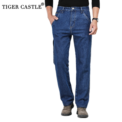 Winter Autumn High Waist Thick Cotton Fabric Jeans Men Casual Classic Straight Jeans Male Denim Multi-Pocket Pants Overalls ► Photo 1/6
