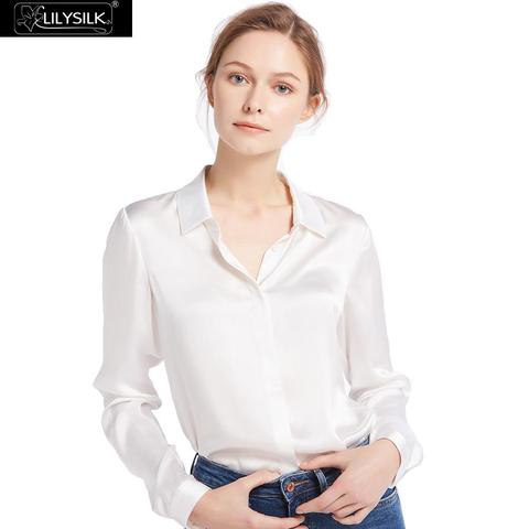 LilySilk 100 Silk Shirts Blouse Women 22 momme Basic Placket Chinese Charmeuse Natural Glossy Elegant Ladies Long sleeves ► Photo 1/6