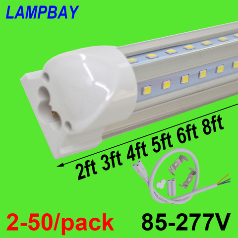 2-50/pack V shaped LED Tube Lights 2ft 3ft 4ft 5ft 6ft 8ft 270 angle Bulb T8 Integrated Fixture Linkable Bar Lamp Super Bright ► Photo 1/6