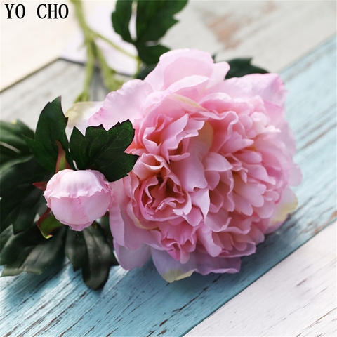YO CHO Autumn Peony Decoration Flower Silk Artificial Peony Bouquet Wedding Home Party Festival Decor DIY Christmas Garland Rose ► Photo 1/6