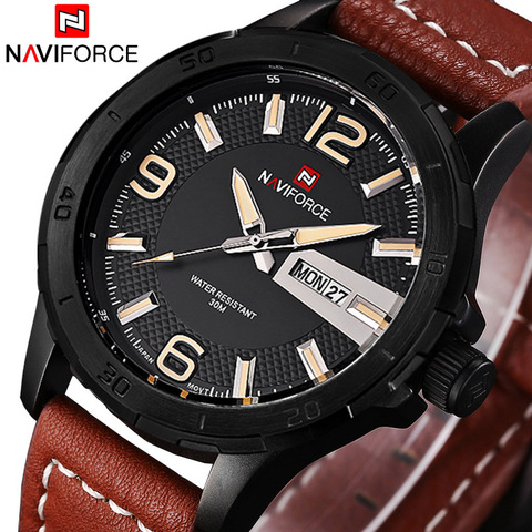 2017 Leather Military Watches Men Luxury Brand Quartz Watch Sports Watches NAVIFORCE Men Wristwatches Relogio Masculino Relojes ► Photo 1/6