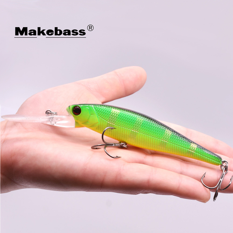 Makebass 3.94in/0.59oz Fishing Lure Floating Minnow Artificial Hard Bait Bass Trout Wobblers Fishing Tackle Internal steel ball. ► Photo 1/6