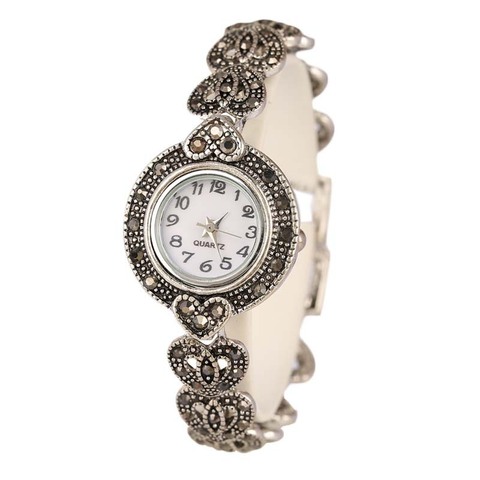 New 2022 Fashion Designer Promotion Tibetan Silver + Bangles + 26% Crystal Bracelet Wristwatch For Women ► Photo 1/6