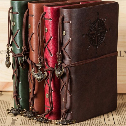 Retro Spiral Notebook Diary Notepad Vintage Pirate Anchors PU Leather Note Book Replaceable Stationery Gift Traveler Journal ► Photo 1/6