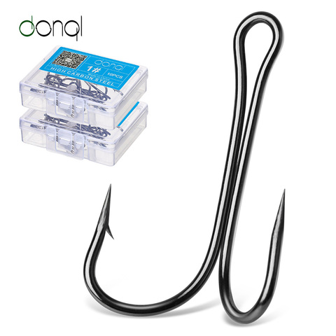 DONQL 10pcs/ Set Double Fishing Hooks Barbed Carp Fishhook For Soft Worm Lure High Carbon Steel Fly Fishing Hook Accessories ► Photo 1/6